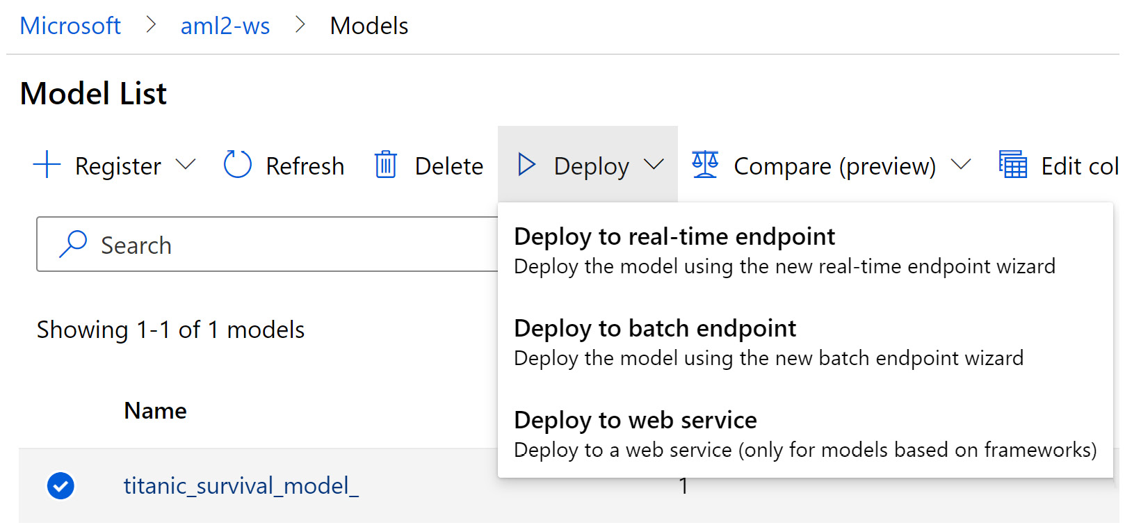 Figure 7.5 – Deploy the selected model to a batch endpoint