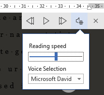 Figure 1.17 – The Read Aloud feature's playback buttons and settings
