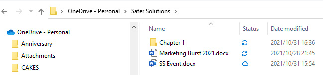 Figure 1.25 – OneDrive folder connection showing the status of documents
