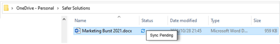 Figure 1.26 – Explorer showing the OneDrive sync pending status
