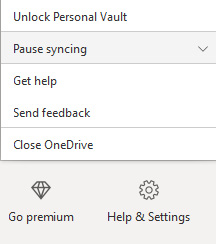 Figure 1.30 – OneDrive's Pause syncing option
