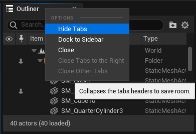 Figure 1.5 – How to hide a tab