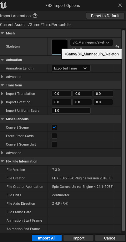 Figure 2.11 – FBX Import Options