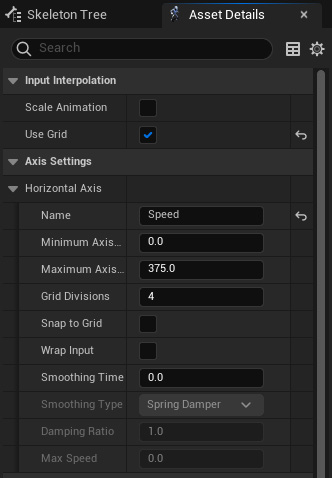 Figure 2.26 – Blend Space 1D – Axis Settings