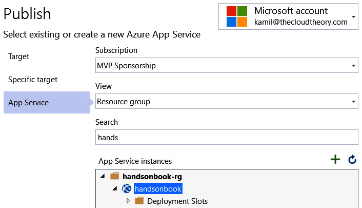 Figure 1.18 – Specifying a publish target
