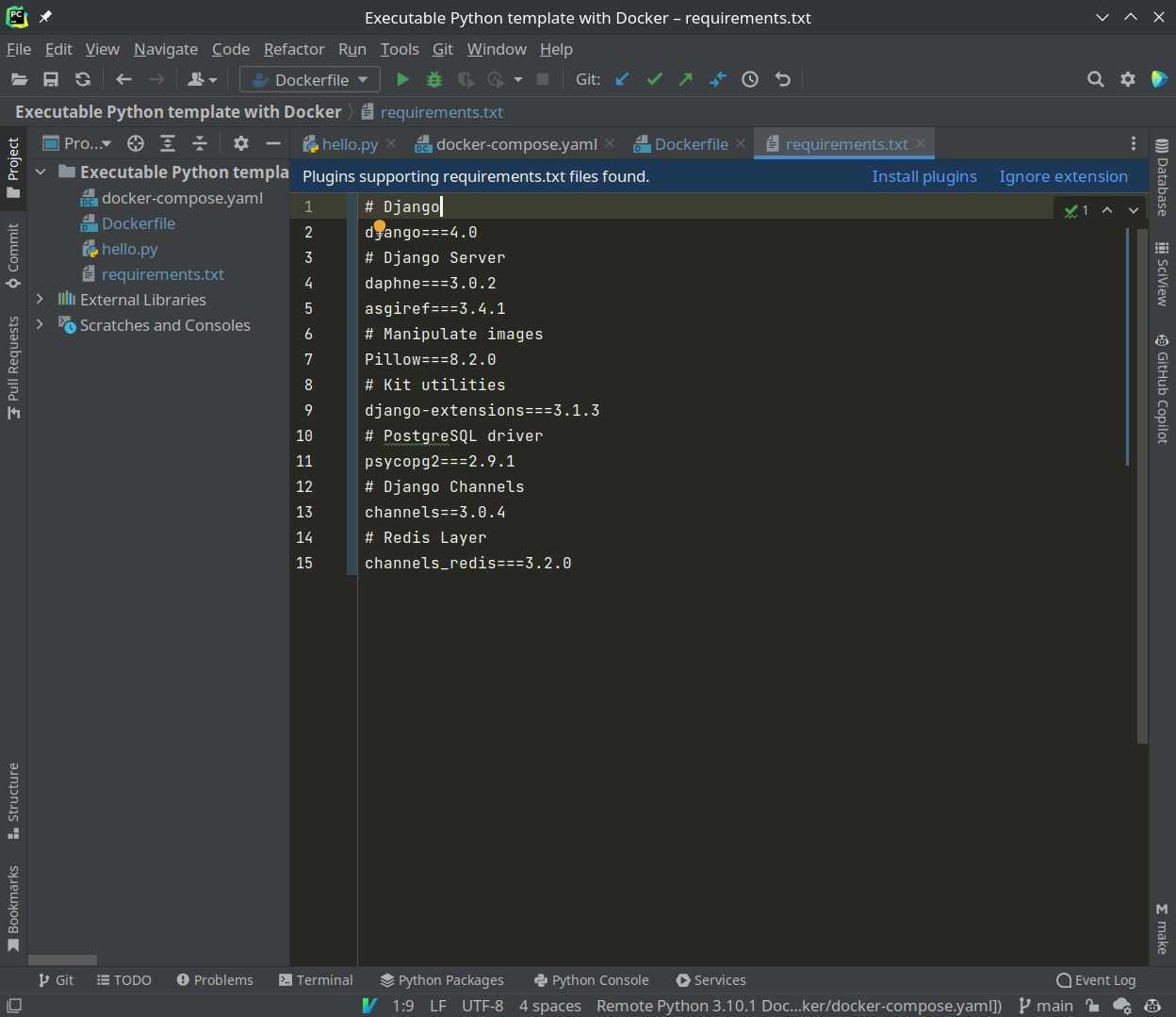 Figure 1.8 – PyCharm asking whether you want to install the new dependencies
