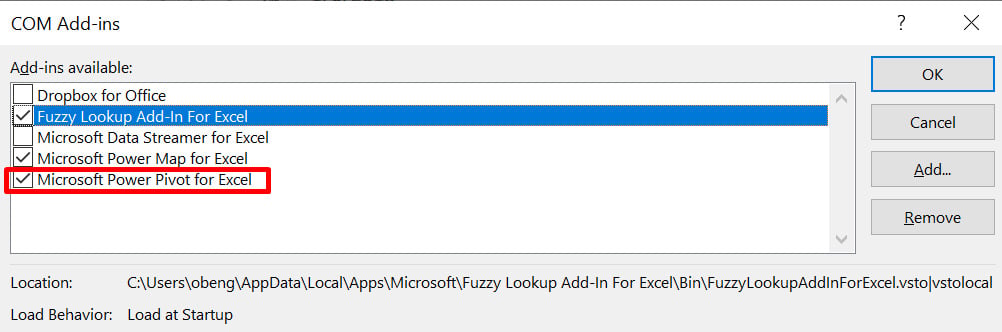 Figure 1.15 – Resetting the Power Pivot tab in Microsoft Excel