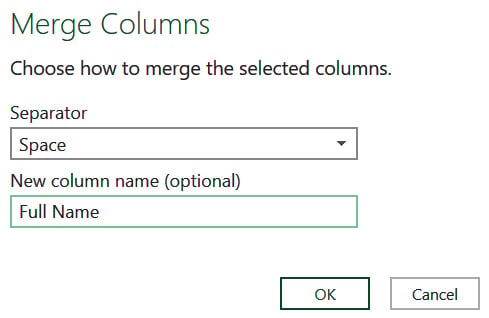 Figure 3.19 – Selecting a separator in Merge Columns