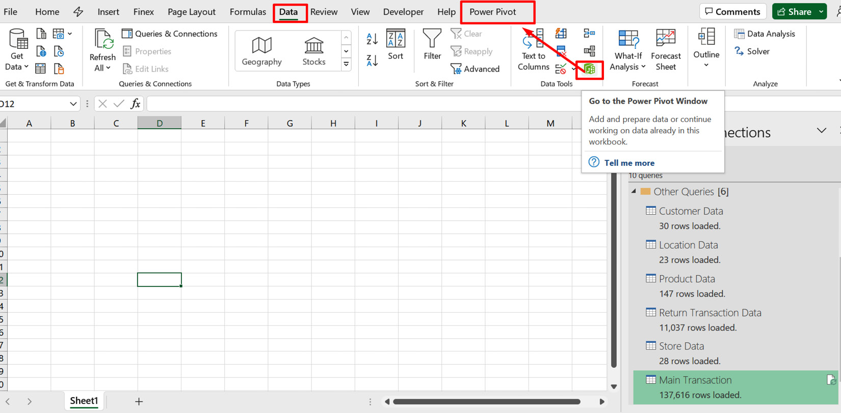 Figure 4.2 – Enabling the Power Pivot tab