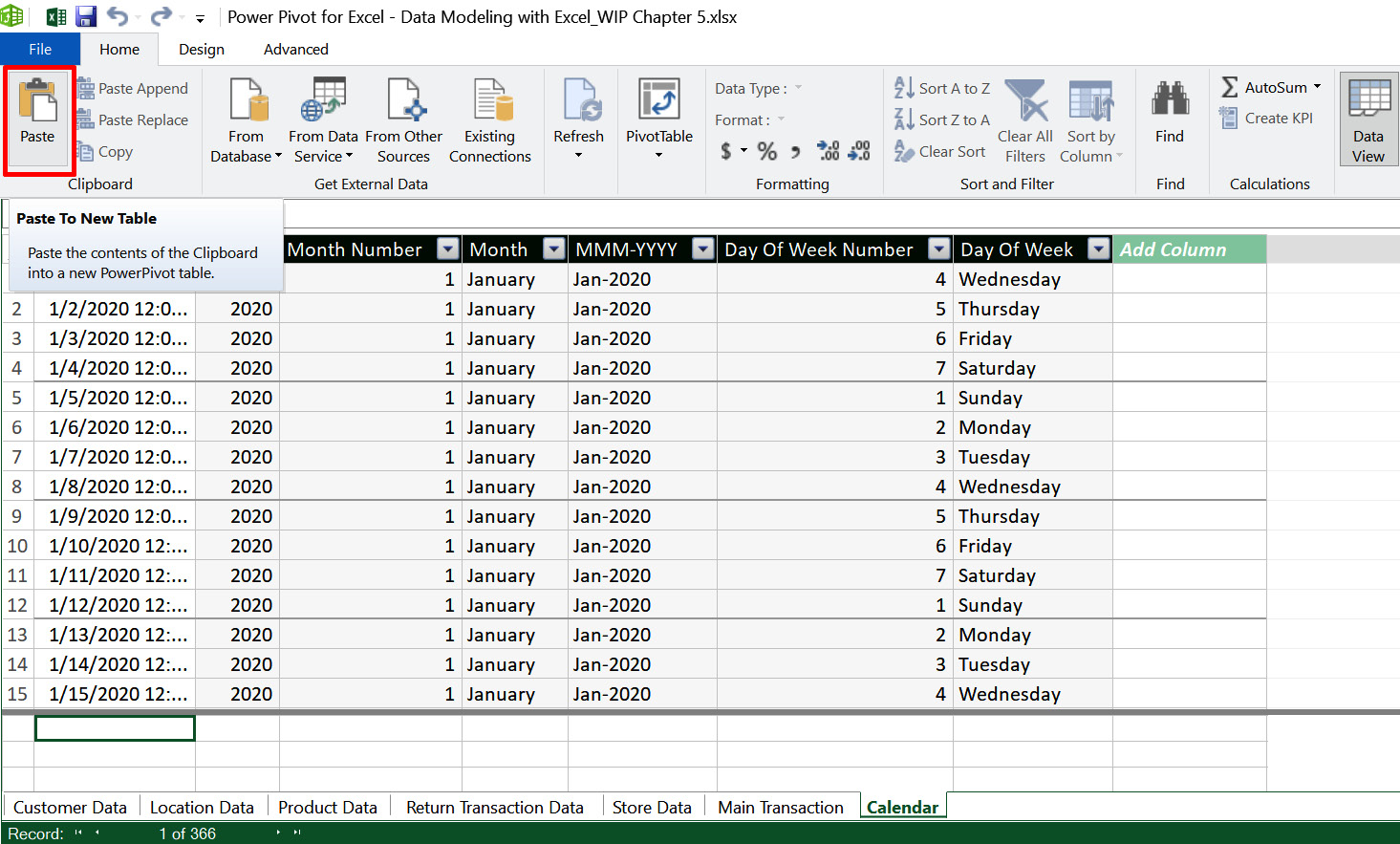 Figure 5.3 – The Paste dialog box in Power Pivot