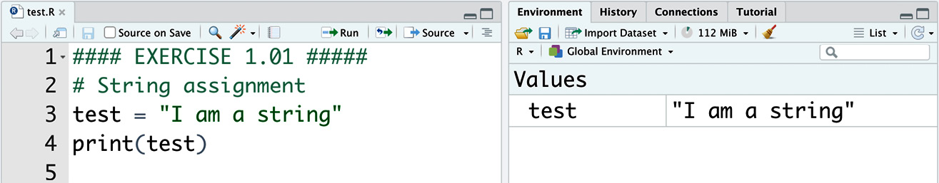 Figure 1.5 – Creating a string-type variable