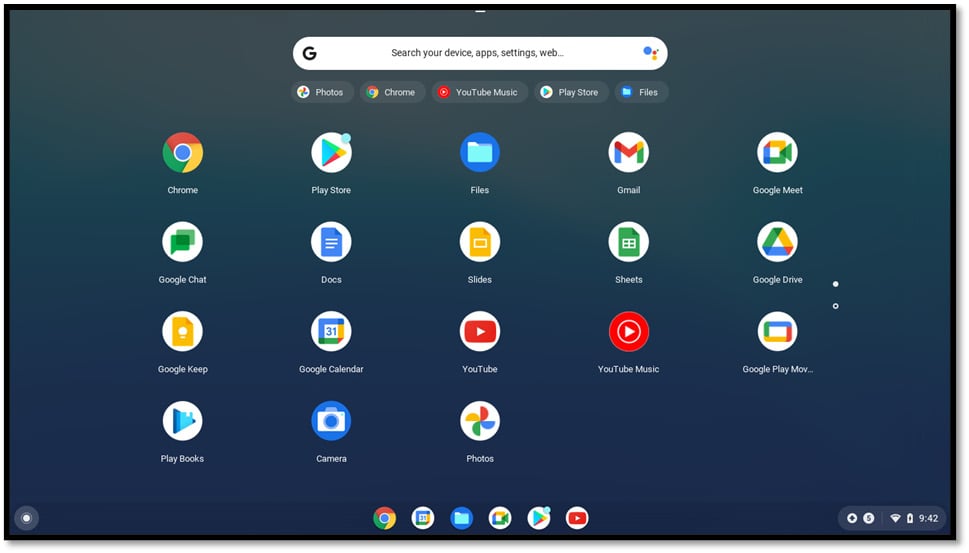 Figure 1.4 – App Launcher in normal full-screen view