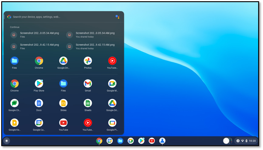 Figure 1.6 – ChromeOS with Windows-style App Launcher enabled