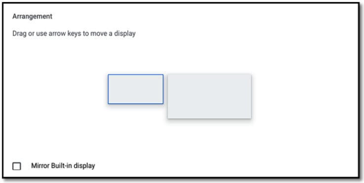 Figure 1.14 – The Arrangement settings for an external display 