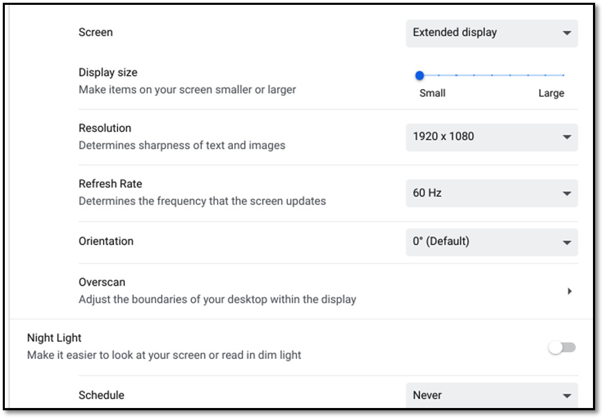 Figure 1.15 – The other external display settings 