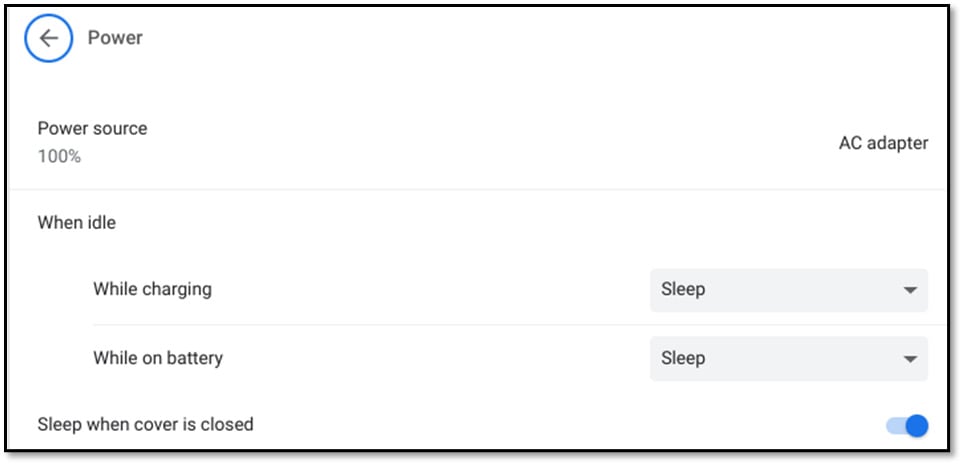 Figure 1.17 – The Power settings 