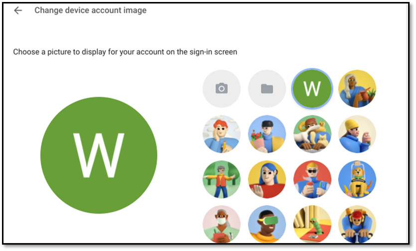 Figure 1.19 – The ﻿Change device account image options