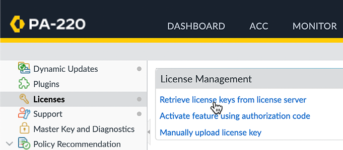 Figure 2.14 – Activating a license using an auth code 