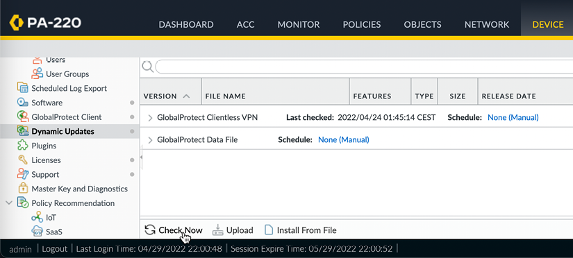 Figure 2.17 – The initial Dynamic Updates view 