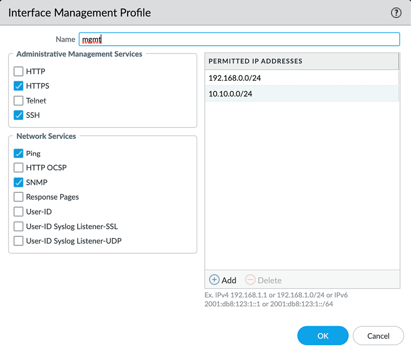 Figure 2.26 – Interface Management Profile 