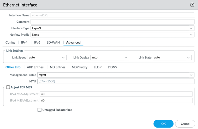 Figure 2.27 – An interface management profile attached to an interface 