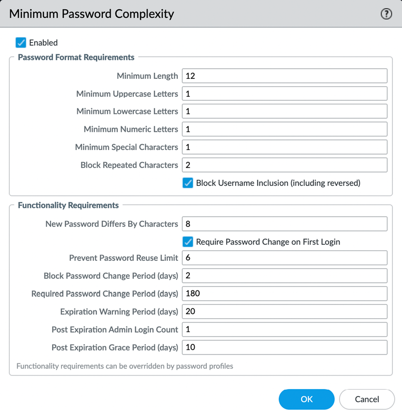 Figure 2.31 – Minimum Password Complexity 