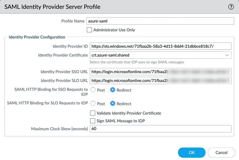 Figure 2.39 – SAML Identity Provider Server Profile 