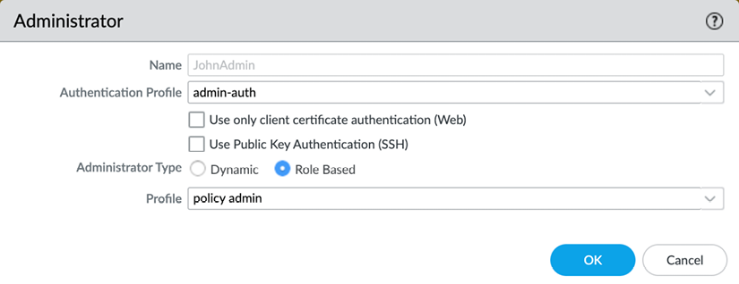 Figure 2.44 – Admin account with an authentication profile 