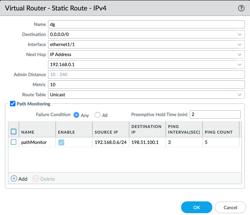 Figure 2.52 – VR default route 