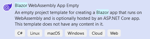 Figure 5.6 – Blazor WebAssembly App Empty Project Template