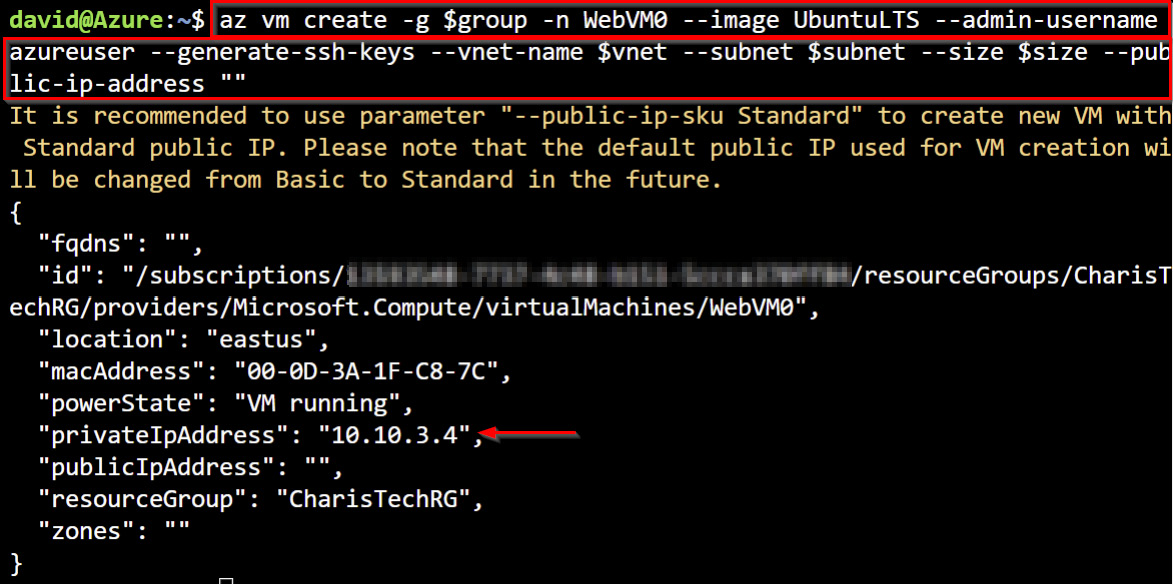 Figure 1.40 – VM creation with the default dynamic private IP assignment