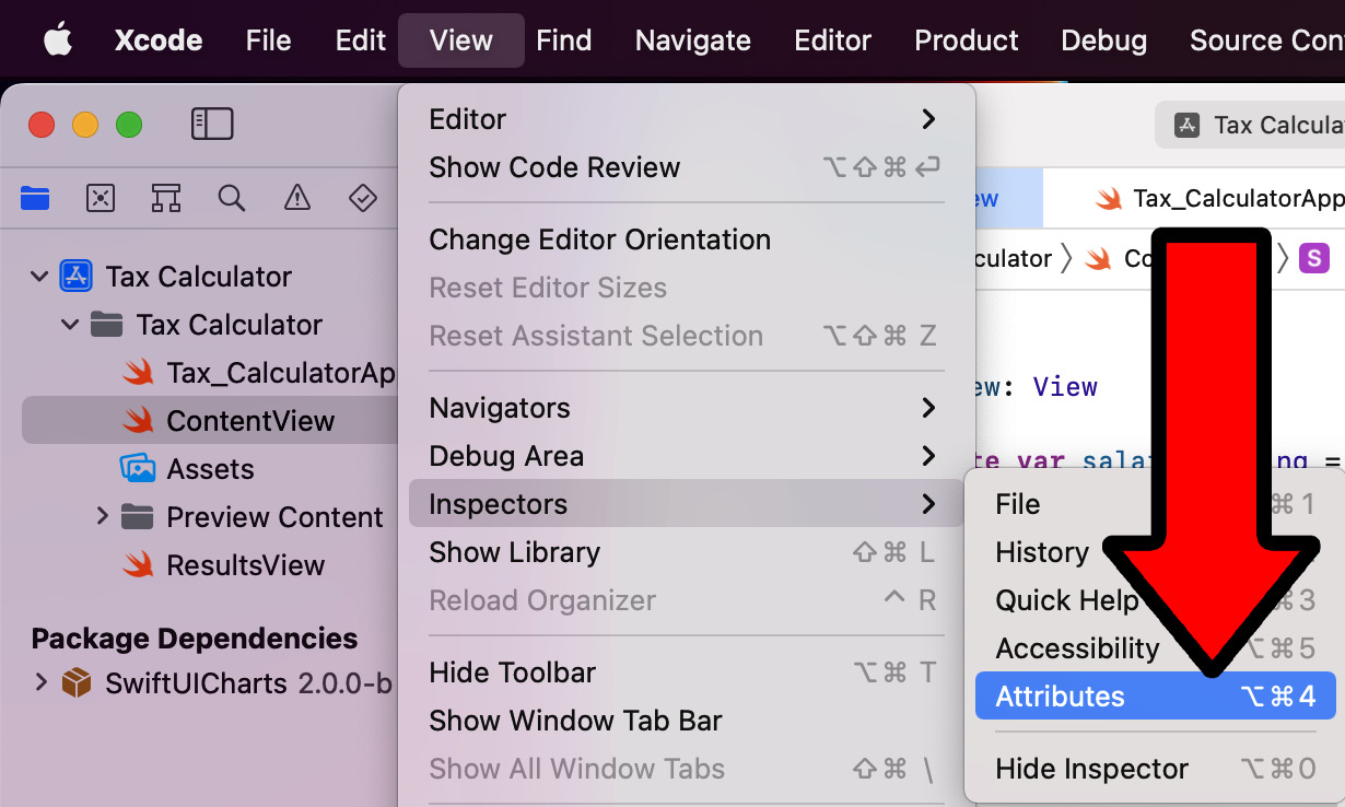 Figure 2.16 – Opening Attributes Inspector manually