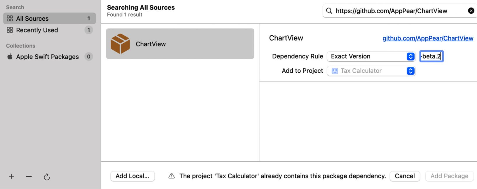 Figure 2.27 – Search for the ChartView package