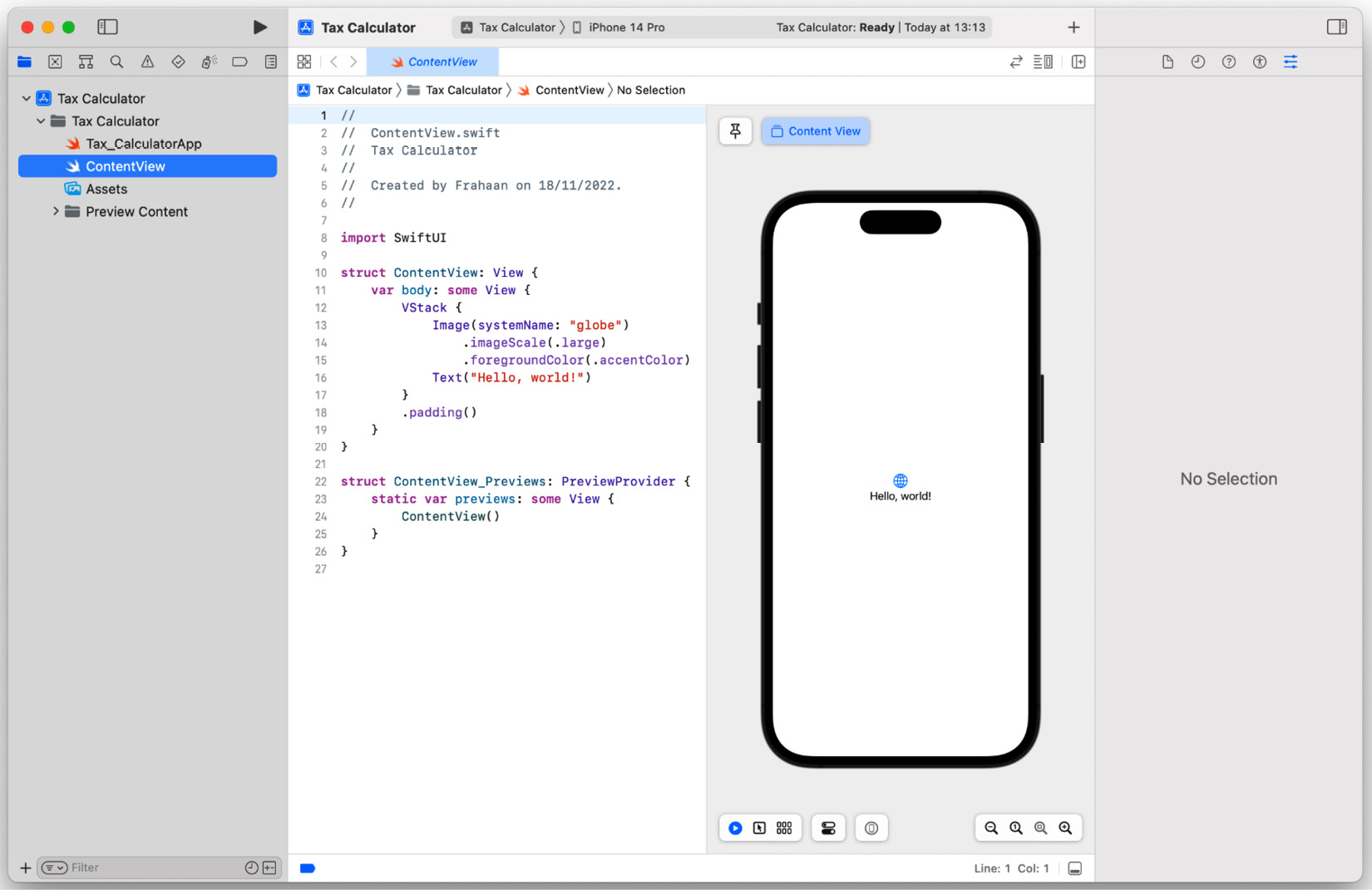 Figure 2.7 – New Xcode project overview