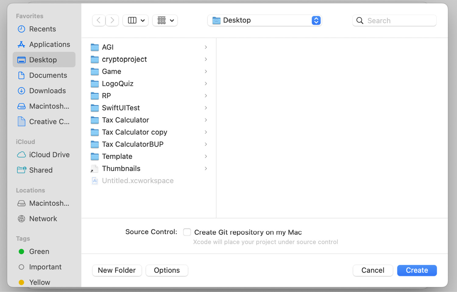 Figure 8.6 – Xcode project save directory