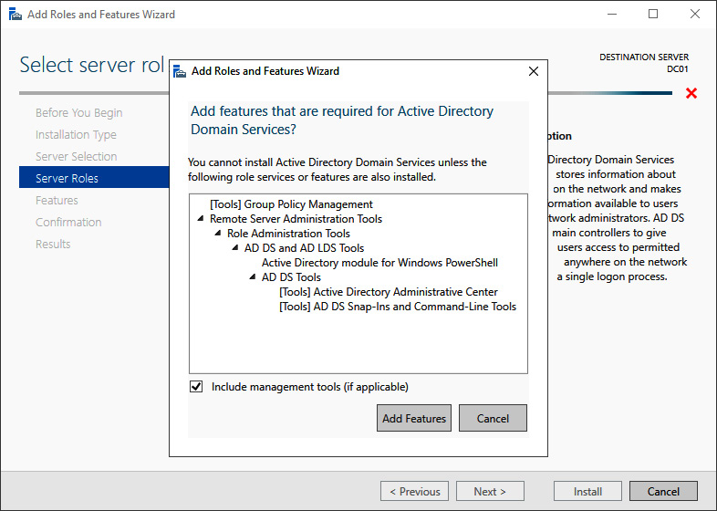 Figure 2.2 – The Add Roles and Features Wizard pop-up window
