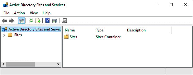 Figure 2.20 – The Active Directory Sites and Services window
