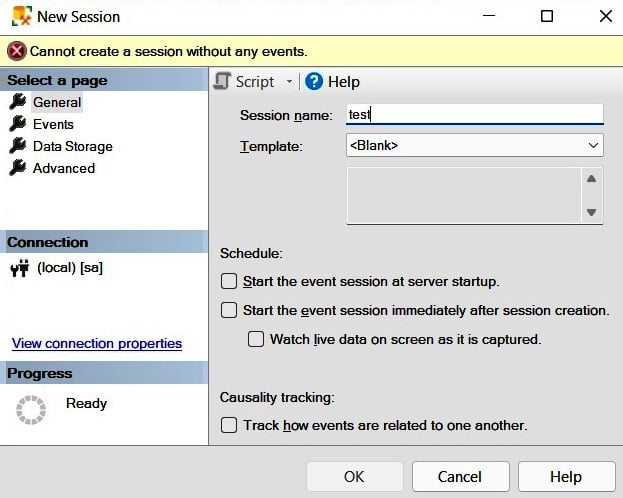 Figure 2.2 – The General page of the New Session dialog
