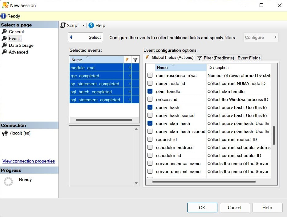 Figure 2.4 – The Event configuration options section of the Events page
