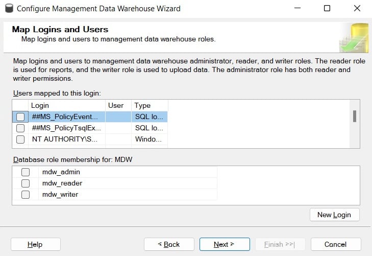 Figure 2.7 – The Map Logins and Users screen
