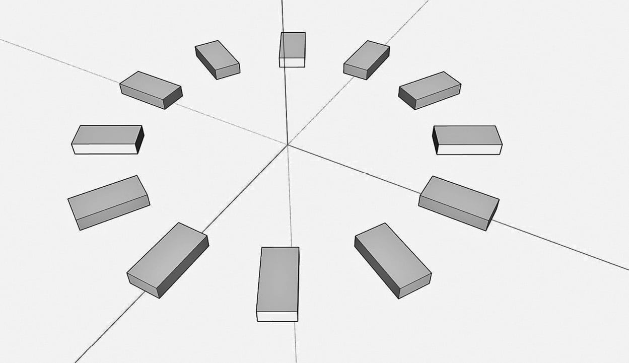 Figure 1.7 – A dozen boxes in an array around a central point is exactly how you would make a clock
