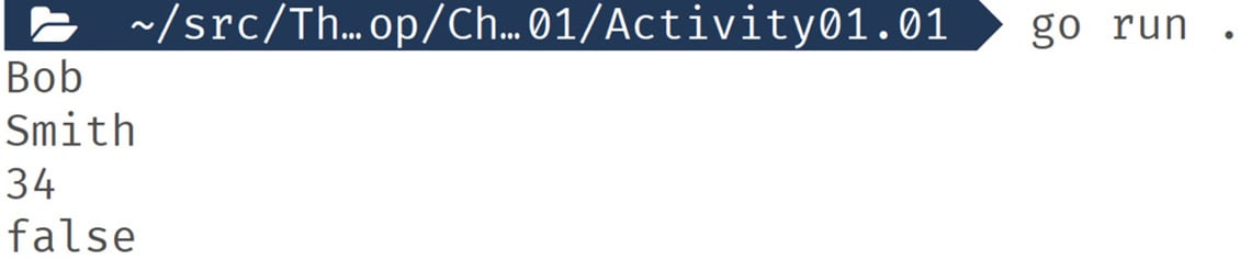 Figure 1.4: Expected output after assigning the variables