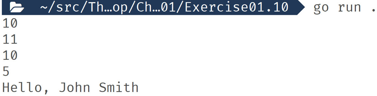 Figure 1.14: Output using shorthand operators