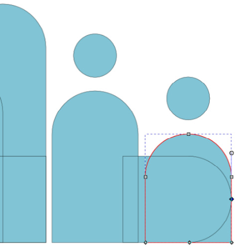 Figure 2.8 – Curving the corner of this shape in Outline Overlay display mode
