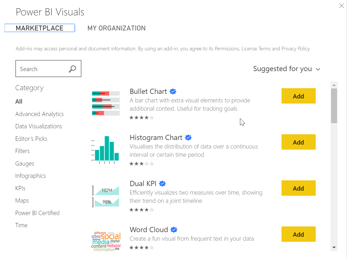 Figure 30: Getting visualizations from Marketplace