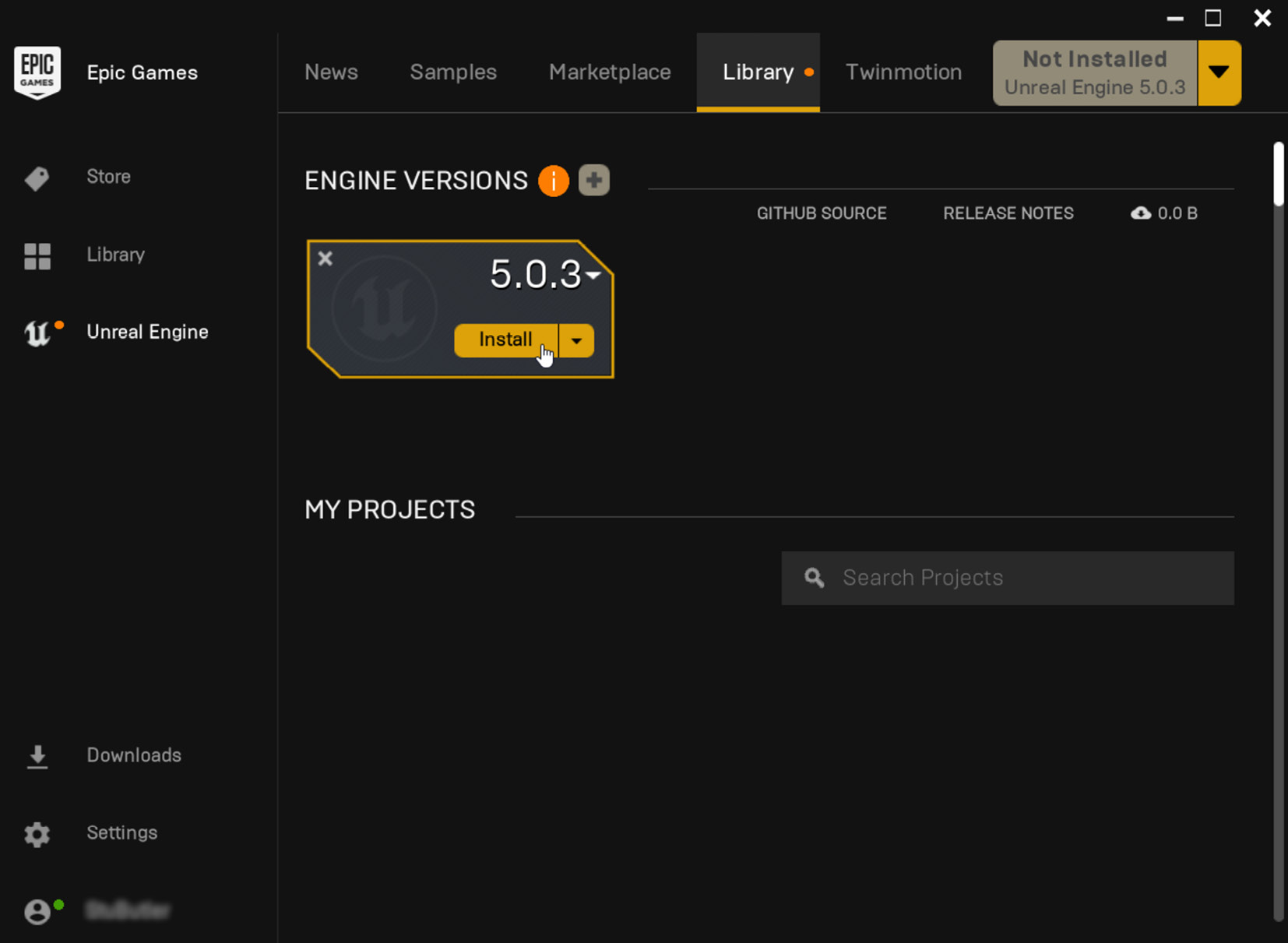 Figure 1.1 – The default Epic Games Launcher with no versions of the engine installed