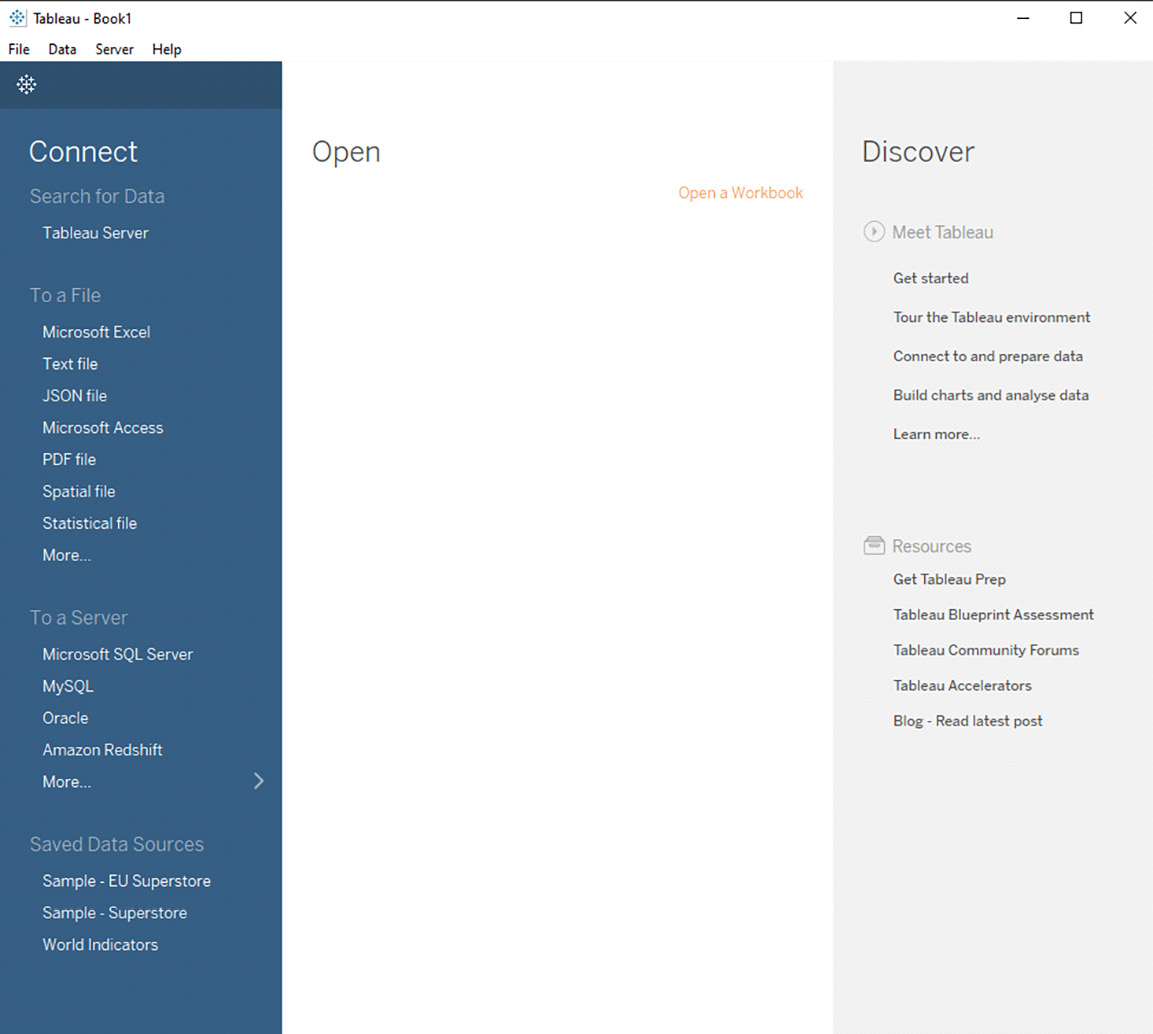 Figure 1.2: Tableau Desktop start page