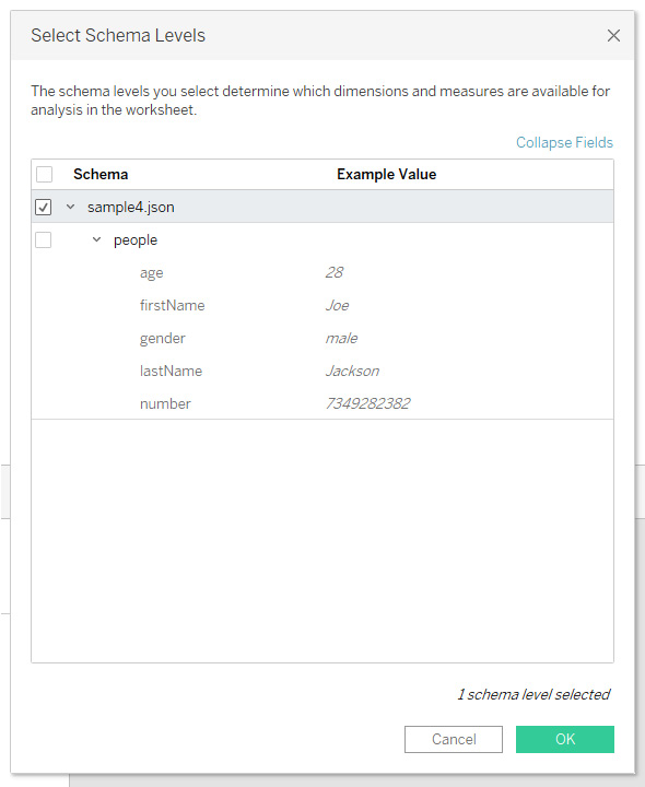 Figure 1.9: Example of a JSON file connection