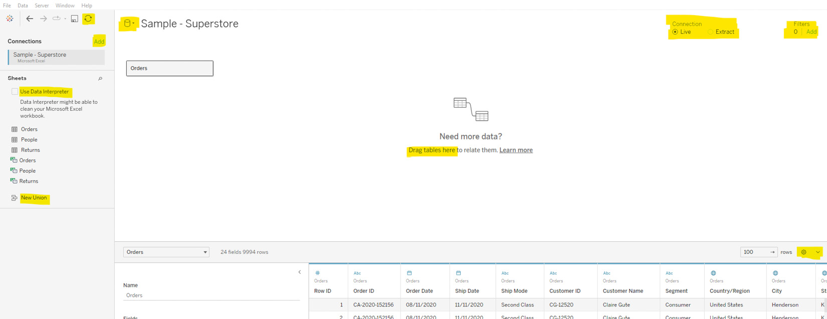 Figure 1.23: Tableau Data Source page