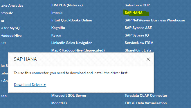 Figure 1.25: SAP HANA connection error